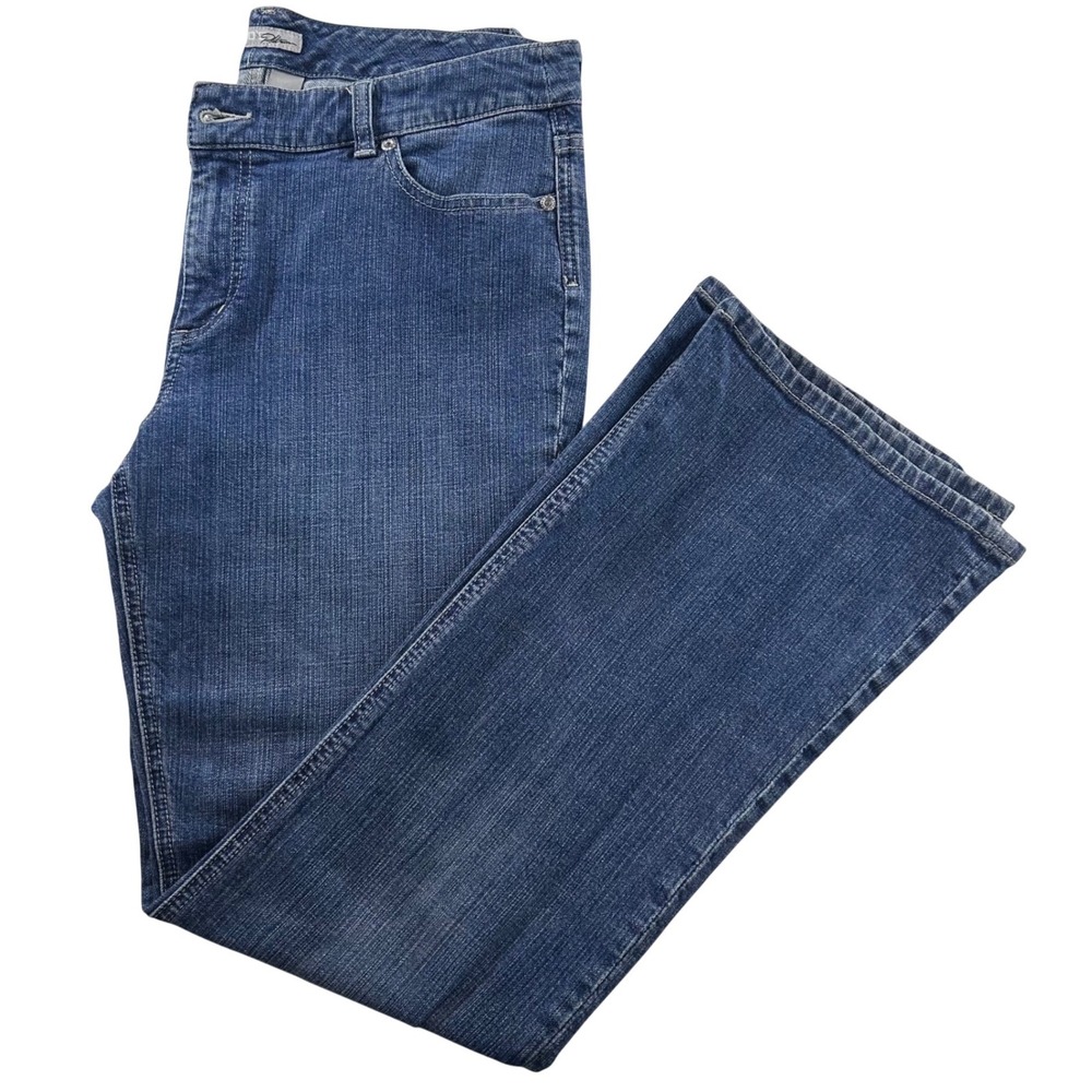 Chicos Platinum Charm MR Jean Medium Wash Embroidered Bootcut Sz 2 Regular Chic